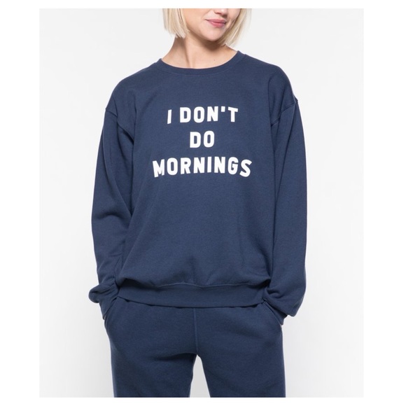 Sub_Urban Riot Tops - ❗️LAST 1❗️ Sub_Urban Riot I Don’t Do Mornings Crew Neck Pullover Sweatshirt Navy
